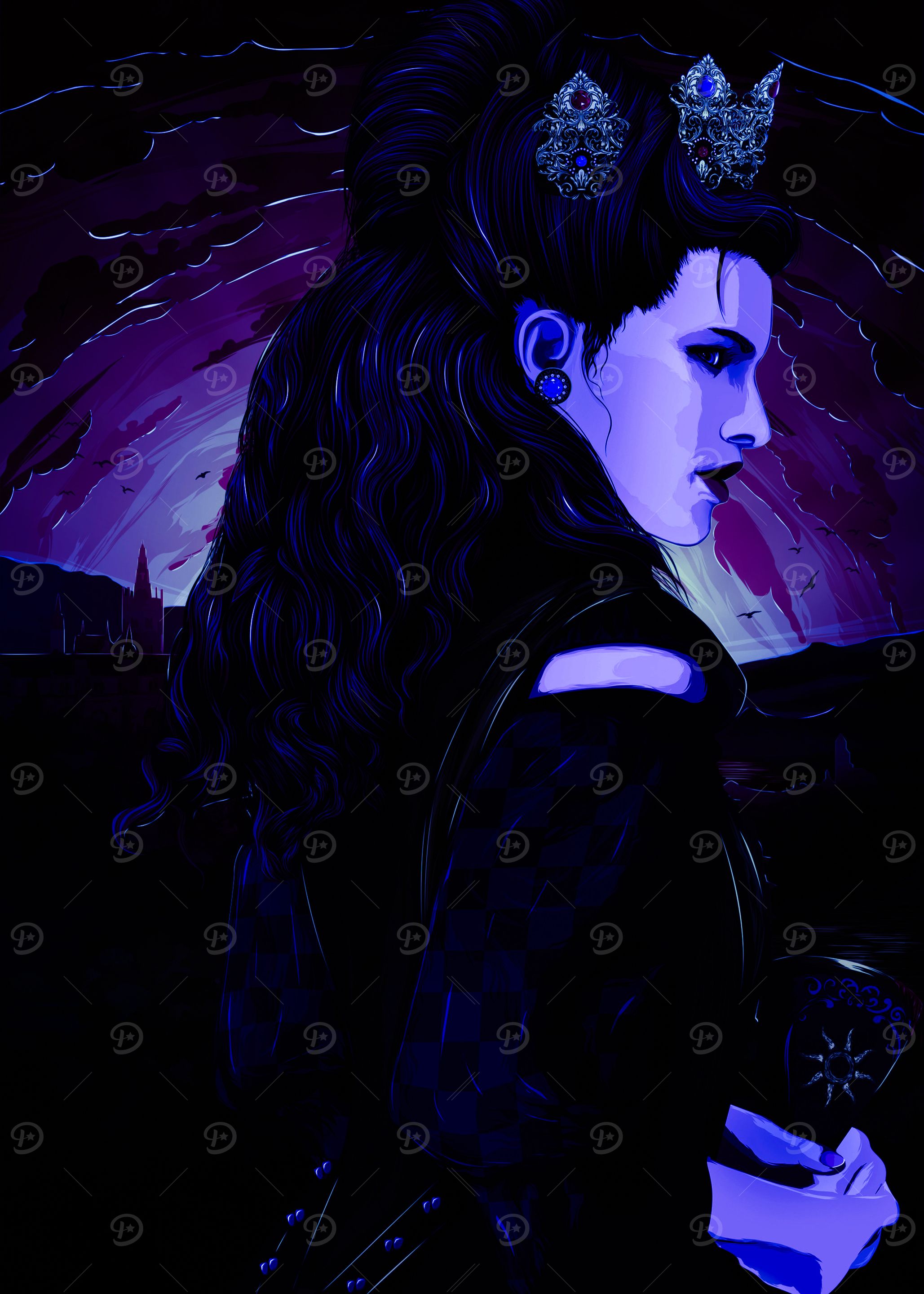Dark Queen Portrait in Blue