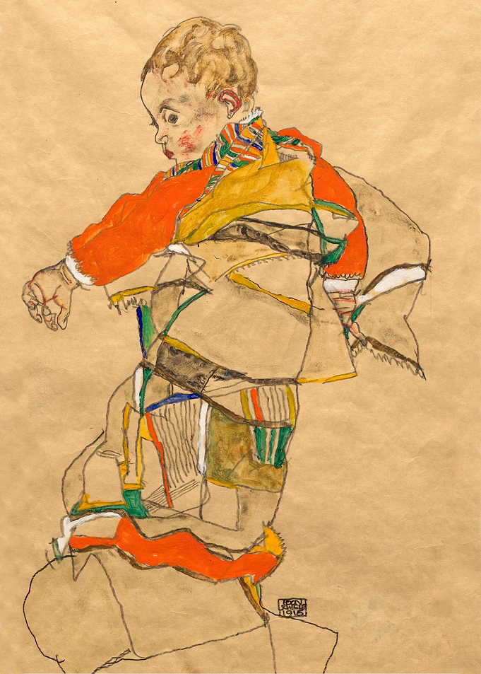Egon Schiele's Child in Colorful Clothes