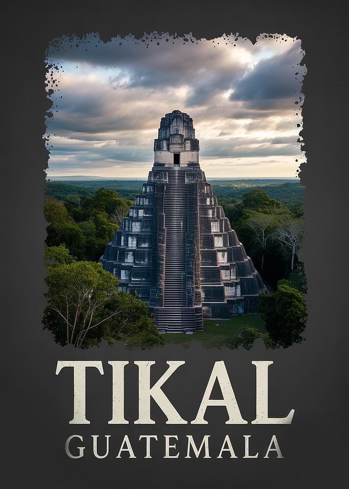 Tikal Guatemala Ancient Mayan Temple Poster