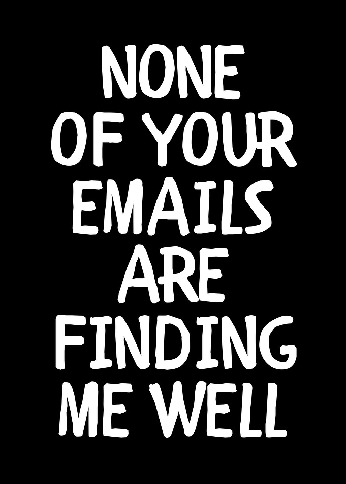 Funny Email Message on Black Background