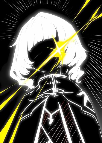 Monochrome Anime Character with Yellow Light