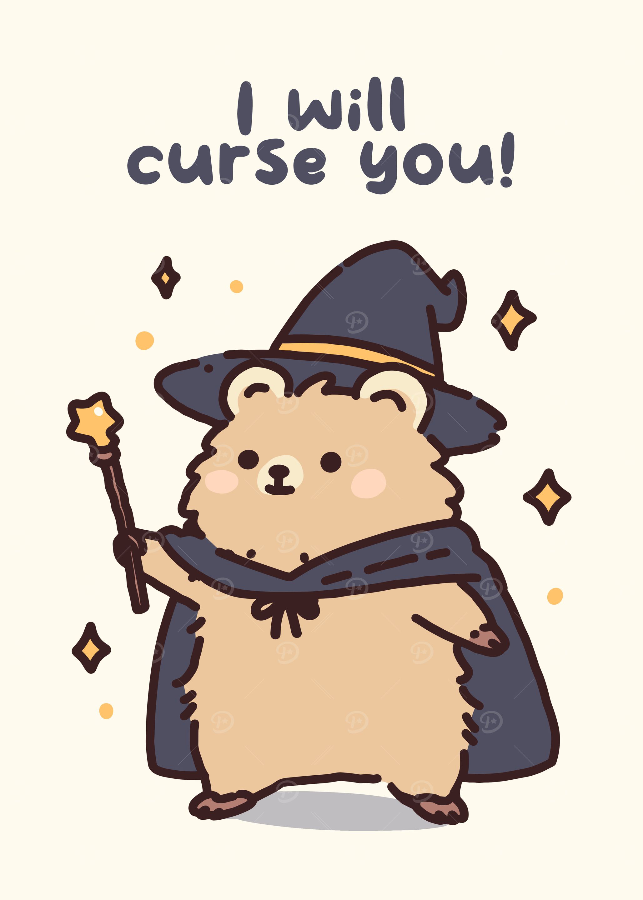 Cute Bear Witch with Magic Wand
