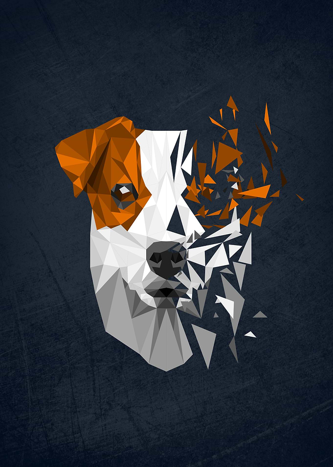 Geometric low-poly Jack Russell Terrier Dog