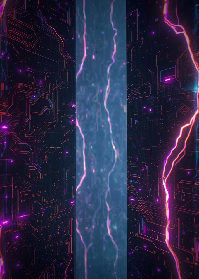 Abstract Circuit Board with Lightning
