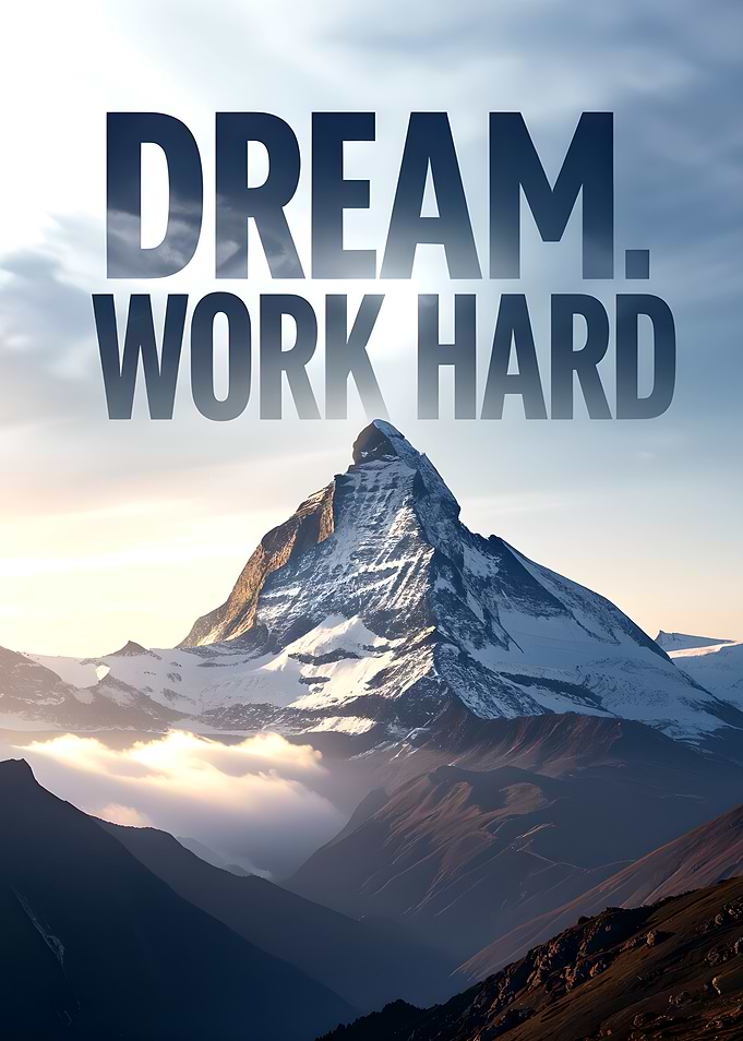 Dream. Work Hard. Mountain Landscape