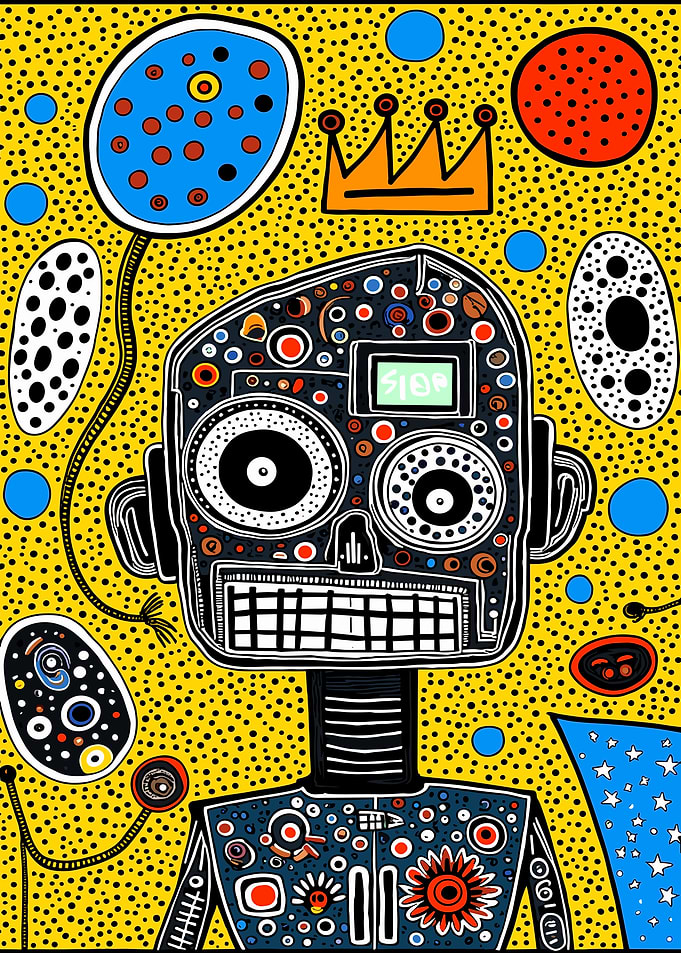 Abstract Robot Portrait with Crown