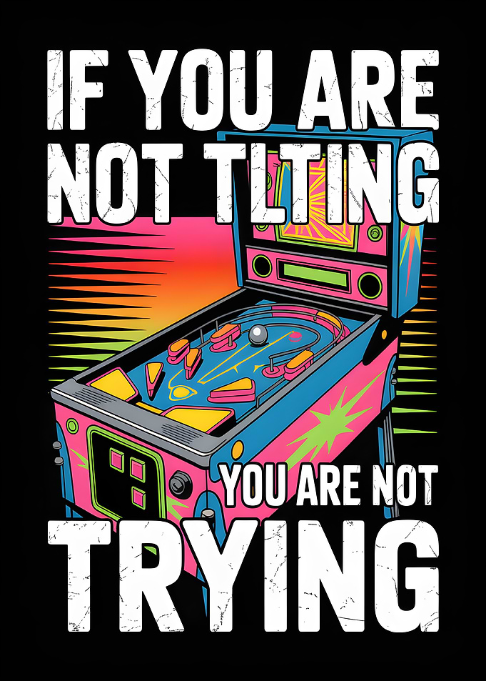 Pinball Machine with Motivational Text Qoute