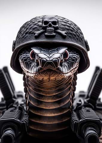 Military Snake with Helmet and Guns