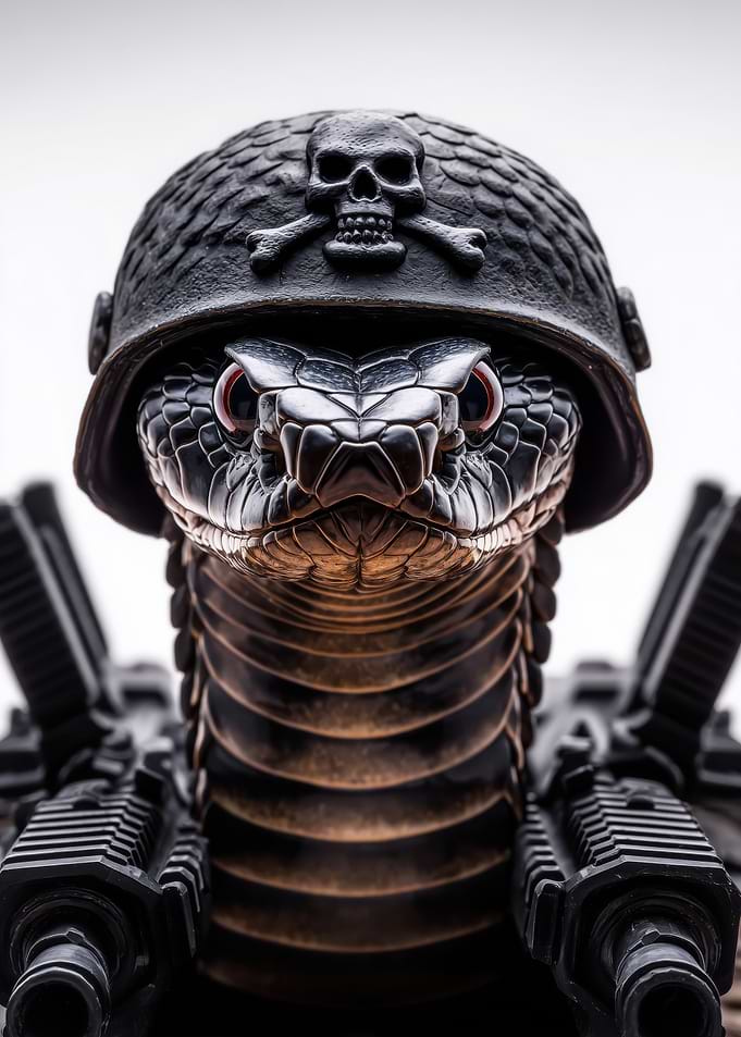 Military Snake with Helmet and Guns