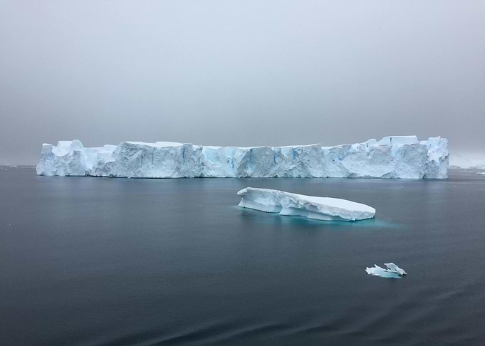 Antarctic Icebergs in the Ocean