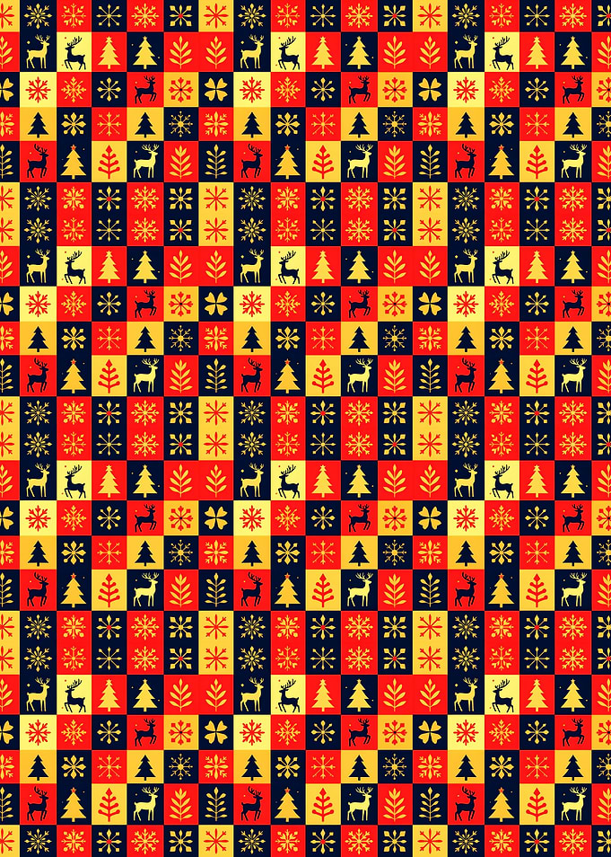 Festive Christmas Pattern with Deer and Trees