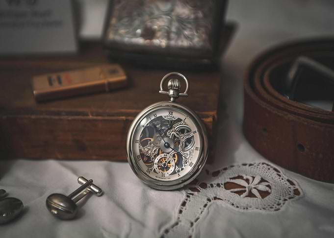 Vintage Rotary Pocket Watch Still Life