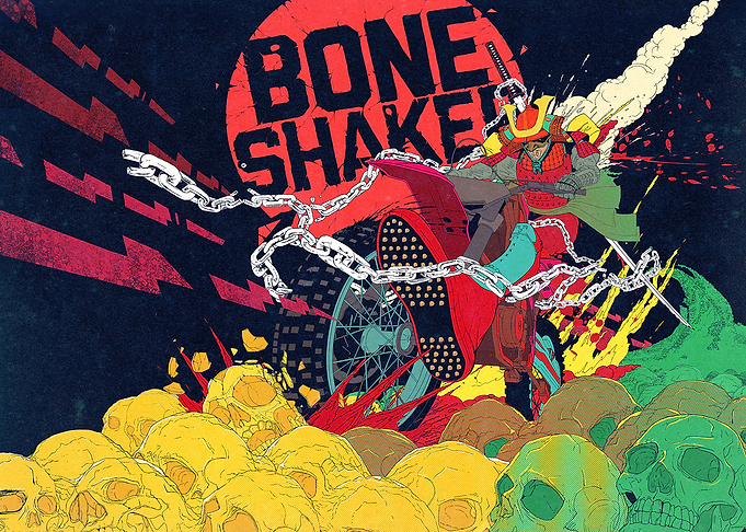 Bone Shaker Samurai on Motorcycle Art