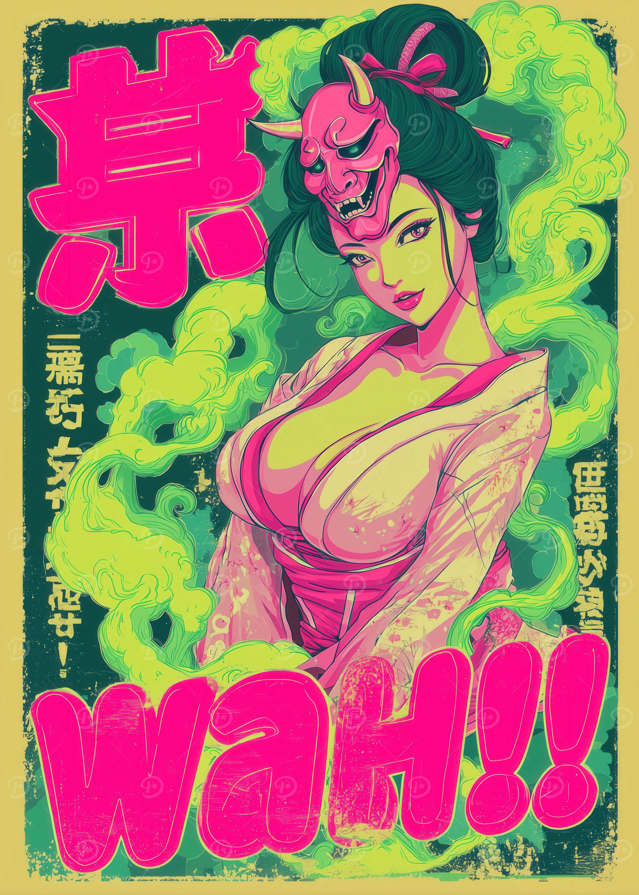 Geisha with Oni Mask - WAH!!