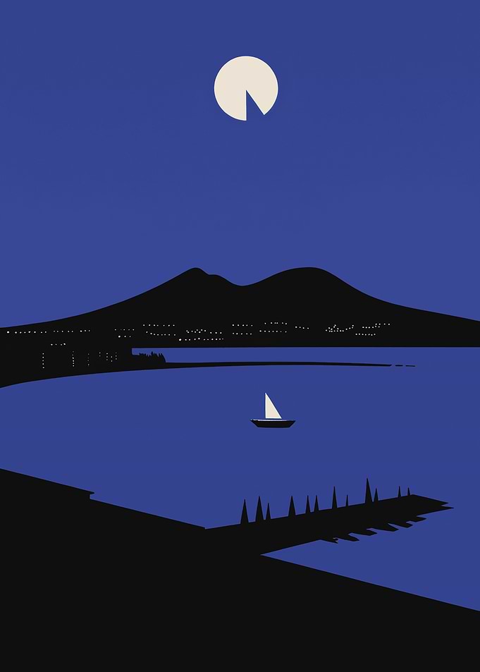 Night Seascape Minimalist Art