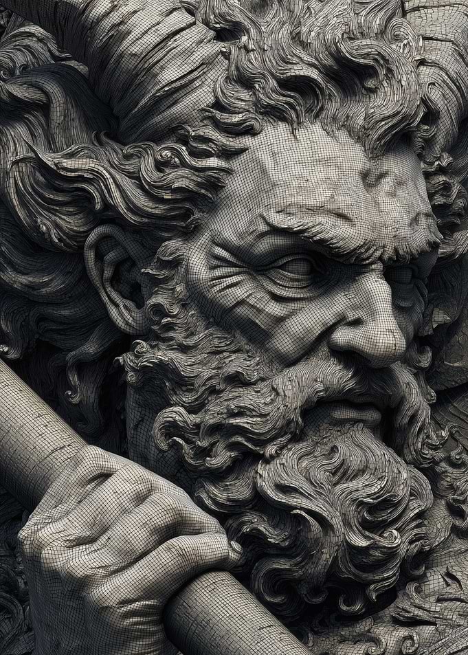 Detailed Statue of a Bearded Man
