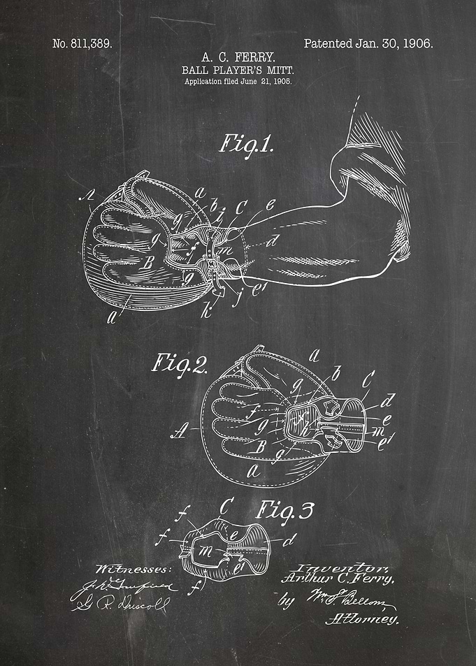 Ball Player's Mitt Patent Drawing
