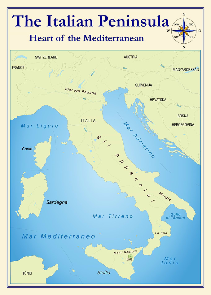 Map of the Italian Peninsula
