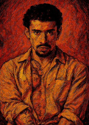 Bad bunny Portrait in Orange Hues