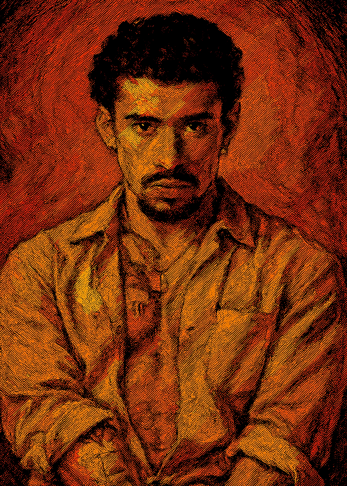 Bad bunny Portrait in Orange Hues