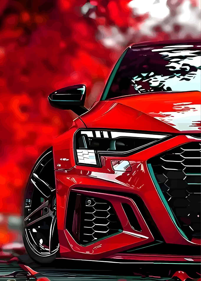 Red Audi Car Close-Up
