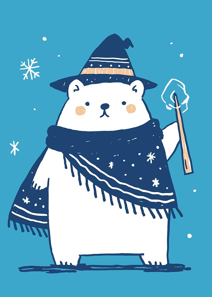 Polar Bear Wizard with Magic Wand