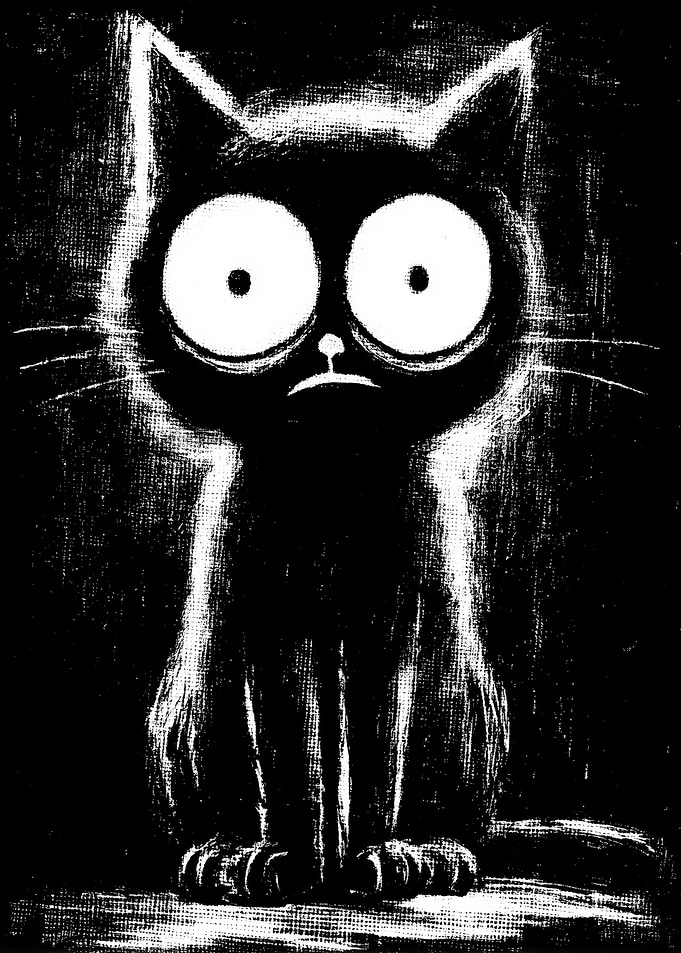 Black and White Cartoon Cat