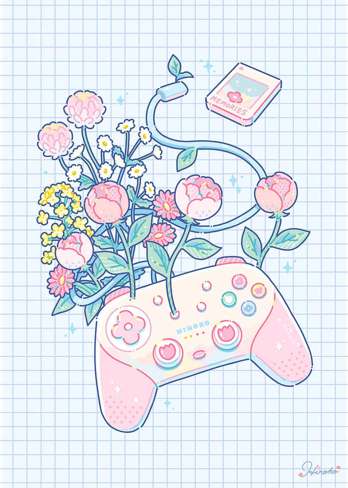 Floral Gaming Controller with Memory Card