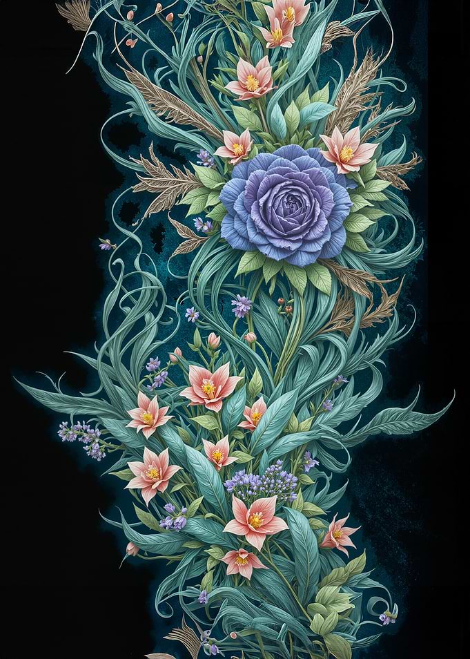 Floral Arrangement on Dark Background