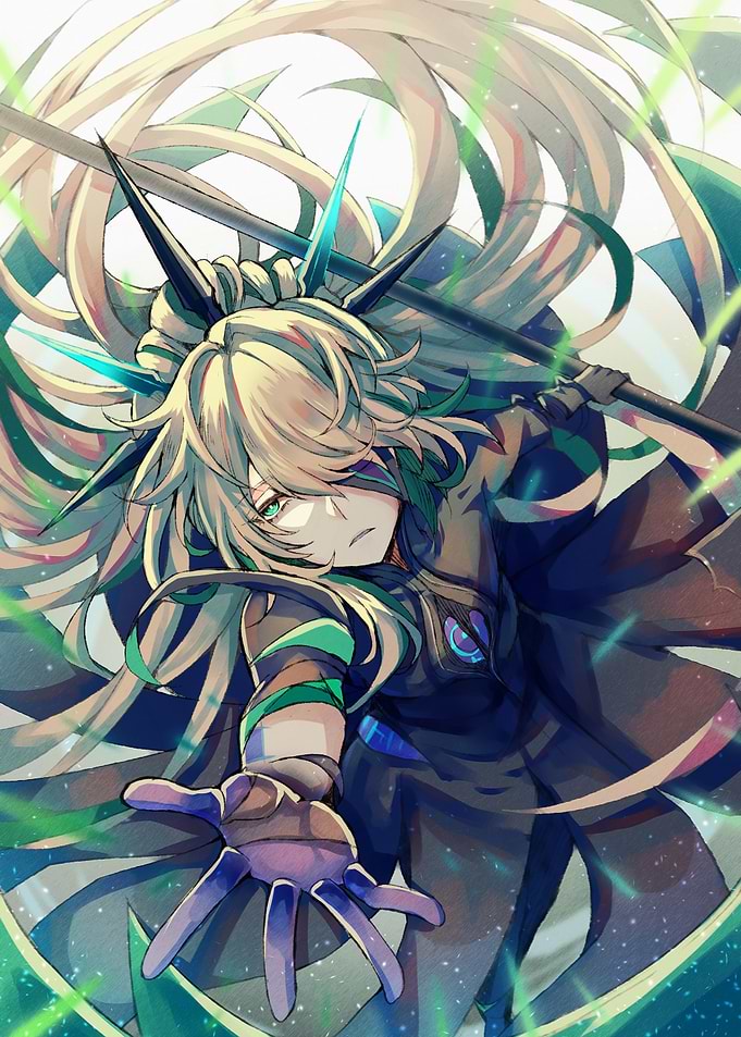 Anime Character with Spear and Long Hair