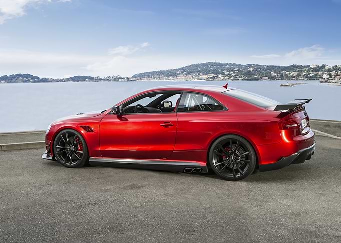 Red Audi RS5 Coupe by the sea