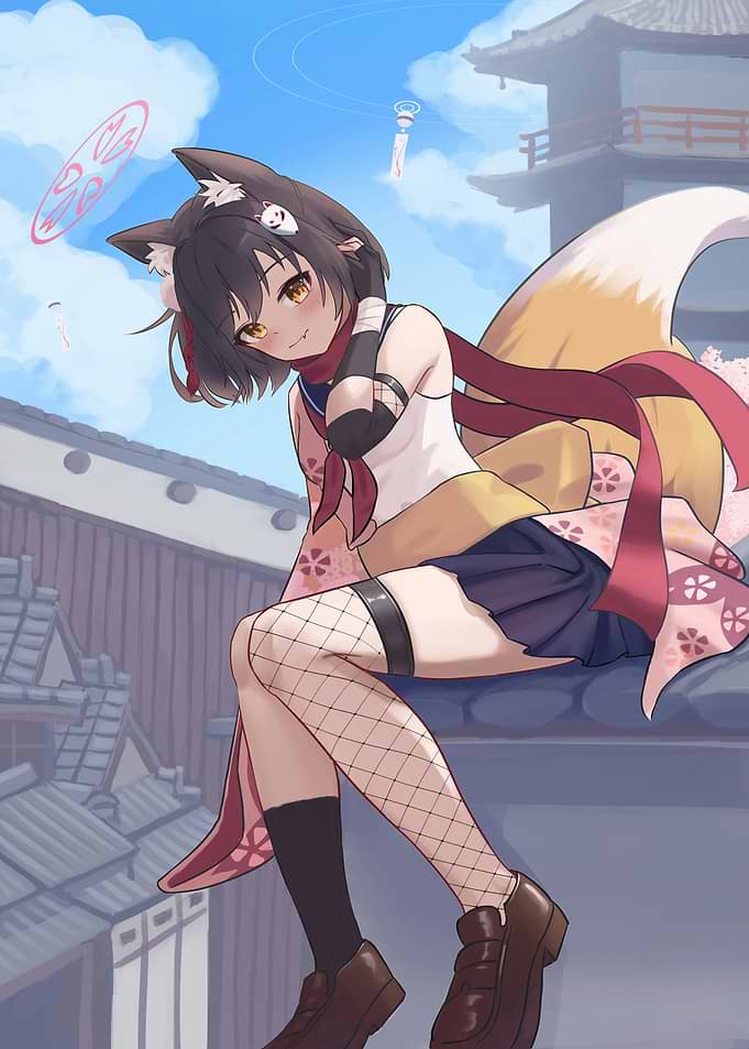 Anime Girl with Fox Ears and Tail