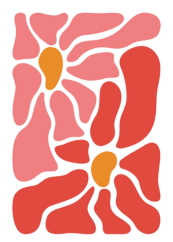 Abstract Floral Pattern with Pink and Orange