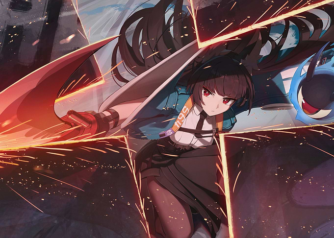 Girl with Sword and Sparks