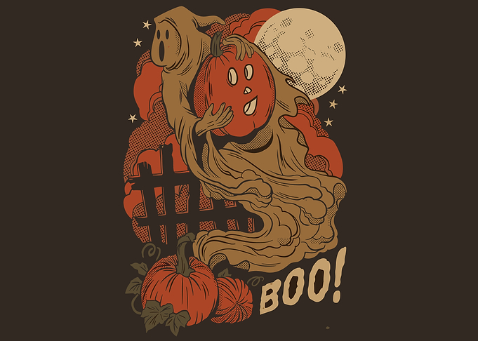 Halloween Ghost with Pumpkin Illustration