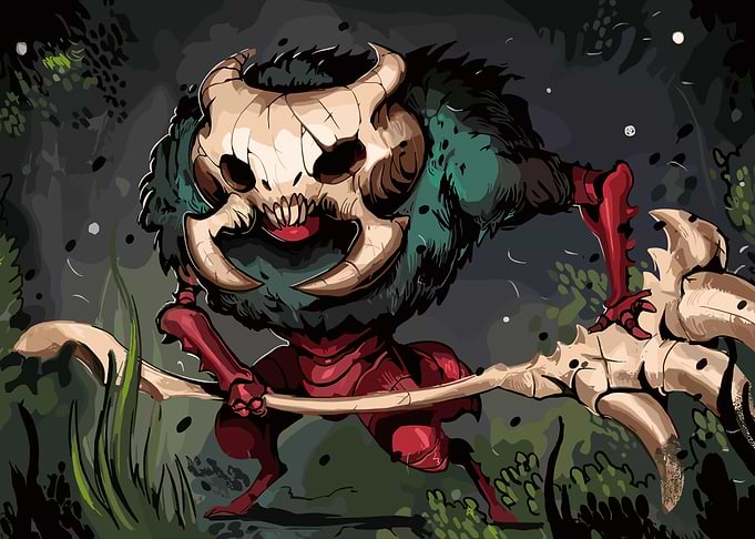 Skull-Masked Forest Creature Illustration