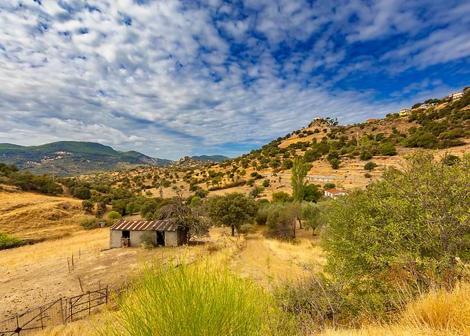 Rural Landscape with Old Building, Lesbos, Greece