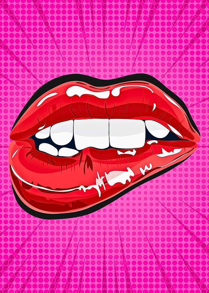 Pop Art Lips with Pink Background