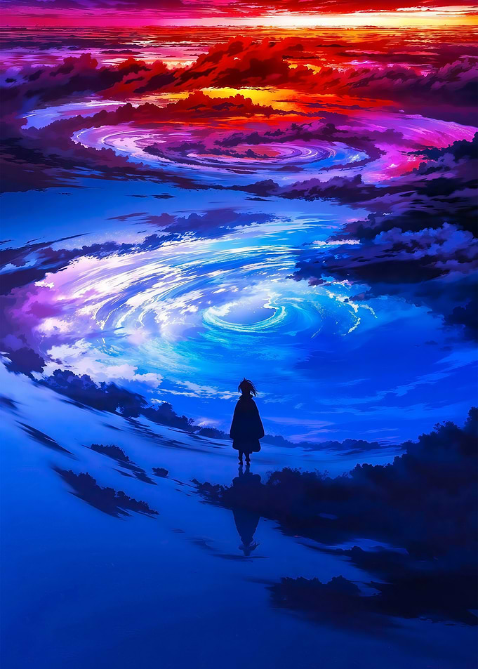 Whirlwind Sky with Figure