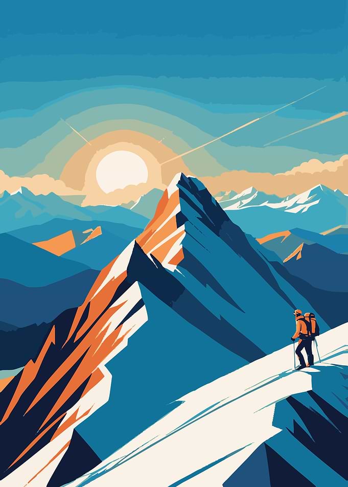 Mountain Climber Landscape Digital Art
