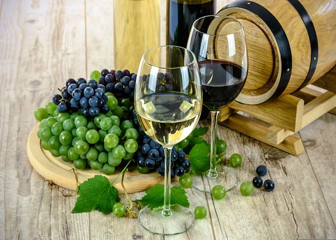 Wine and Grapes Still Life