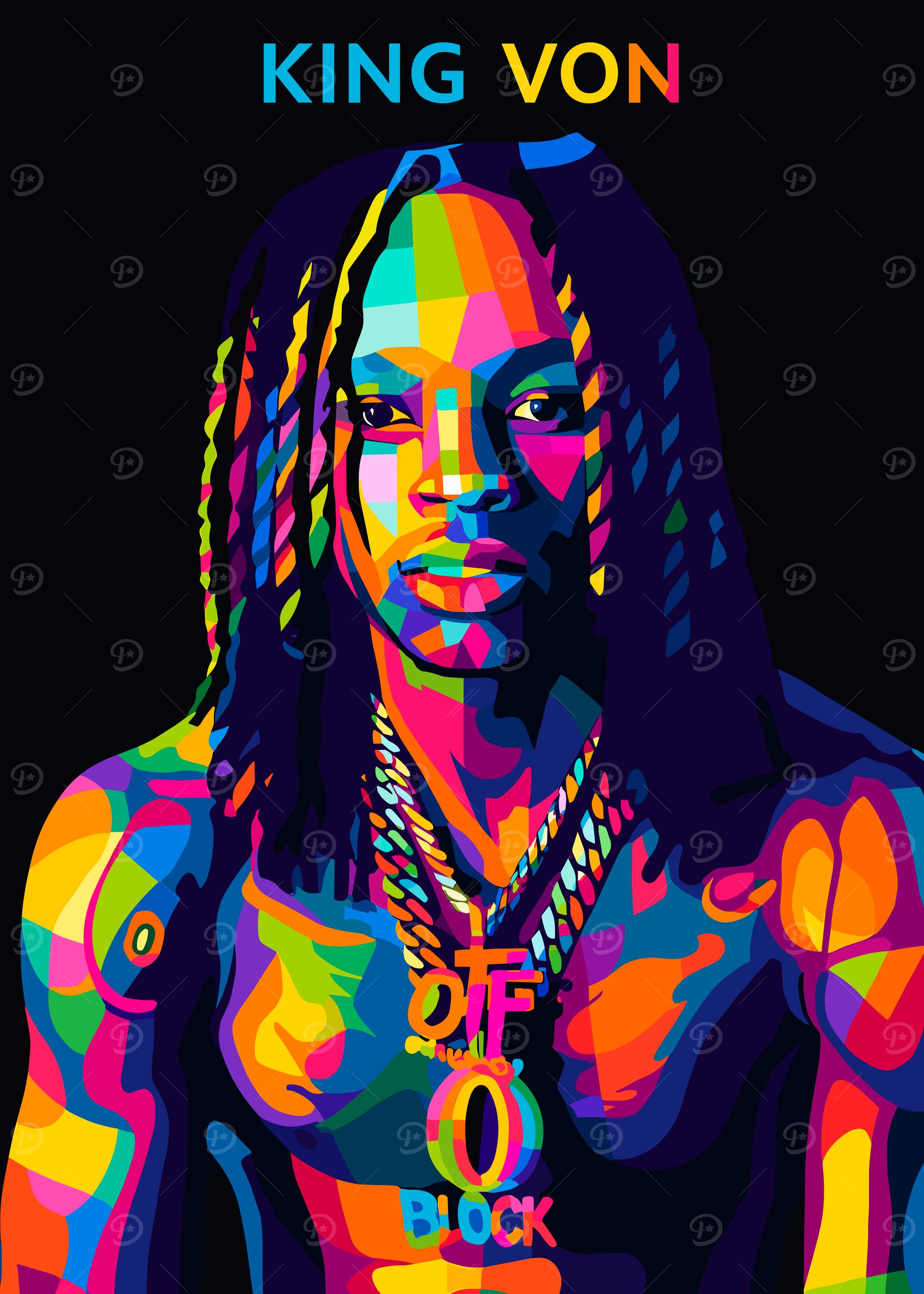 King Von Colorful Portrait