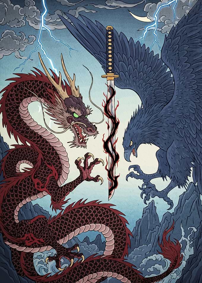 Dragon and Eagle Confrontation Sword