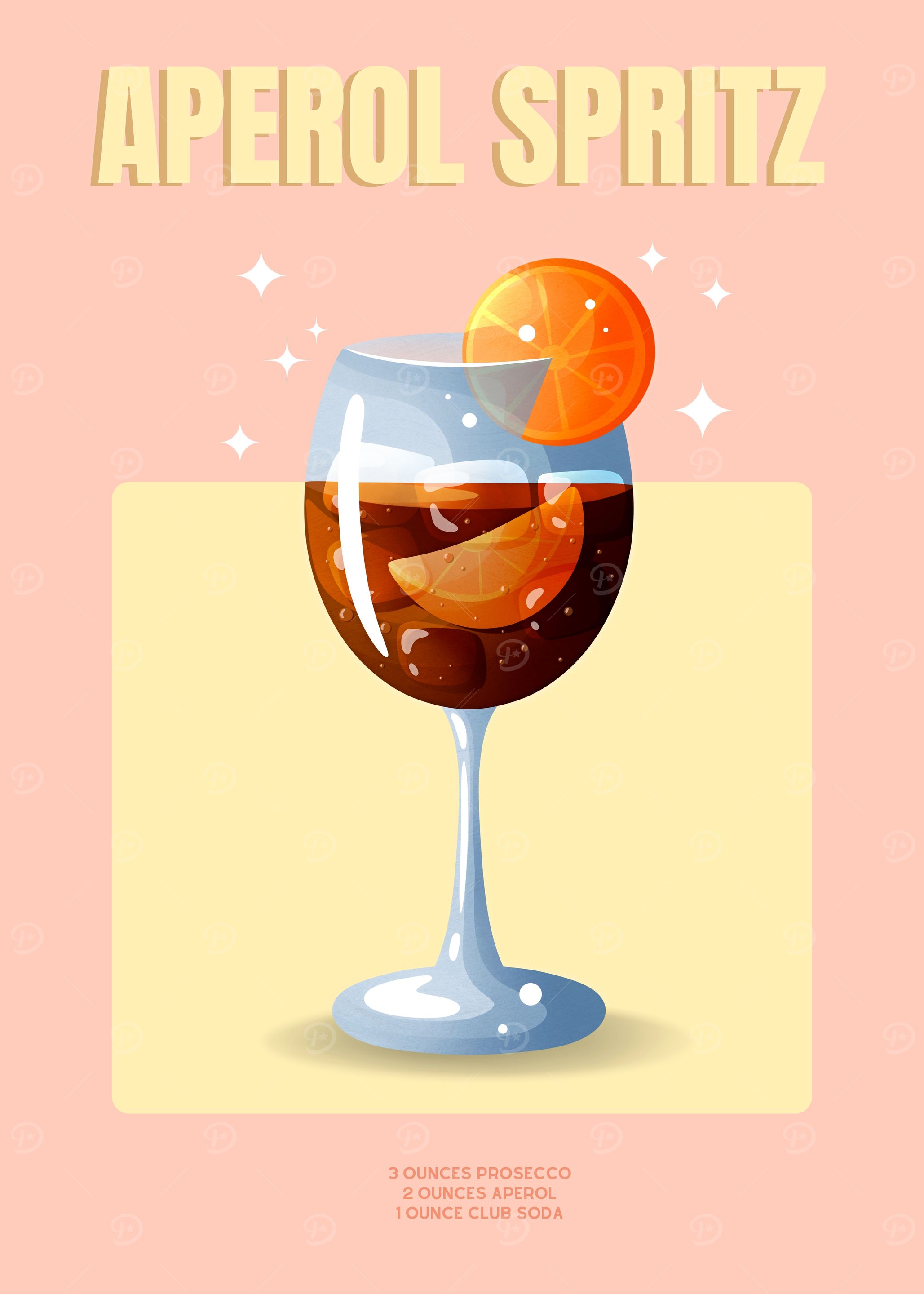 Aperol Spritz Cocktail Illustration