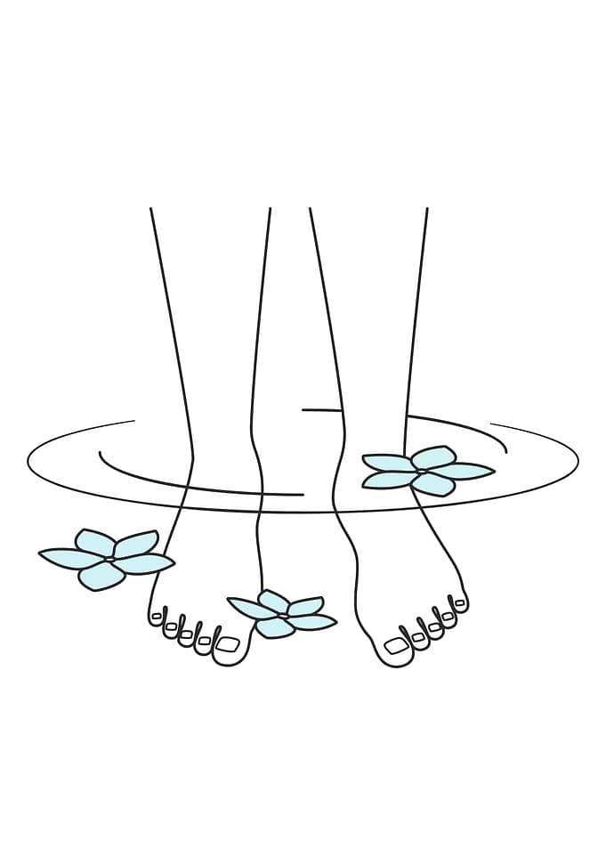Feet in water with flowers
