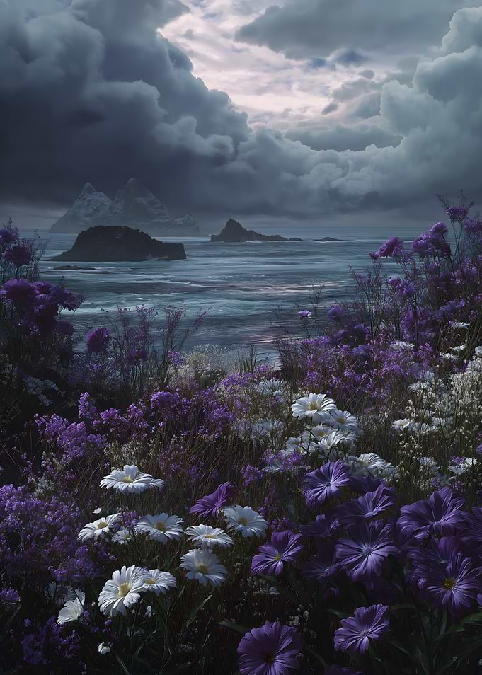 Coastal Landscape with Flowers and Islands