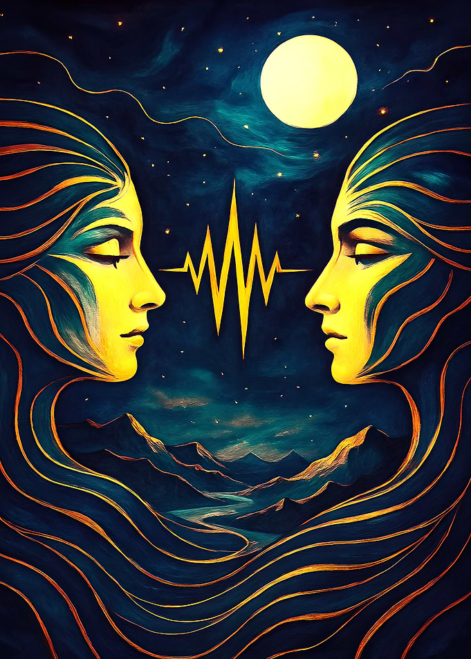 Golden Faces Under Moonlight