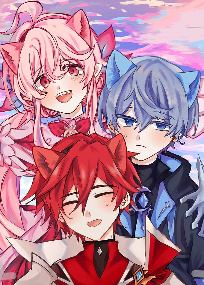 Anime-style characters with cat ears