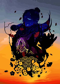 Japanese Folklore Digital Art Composition