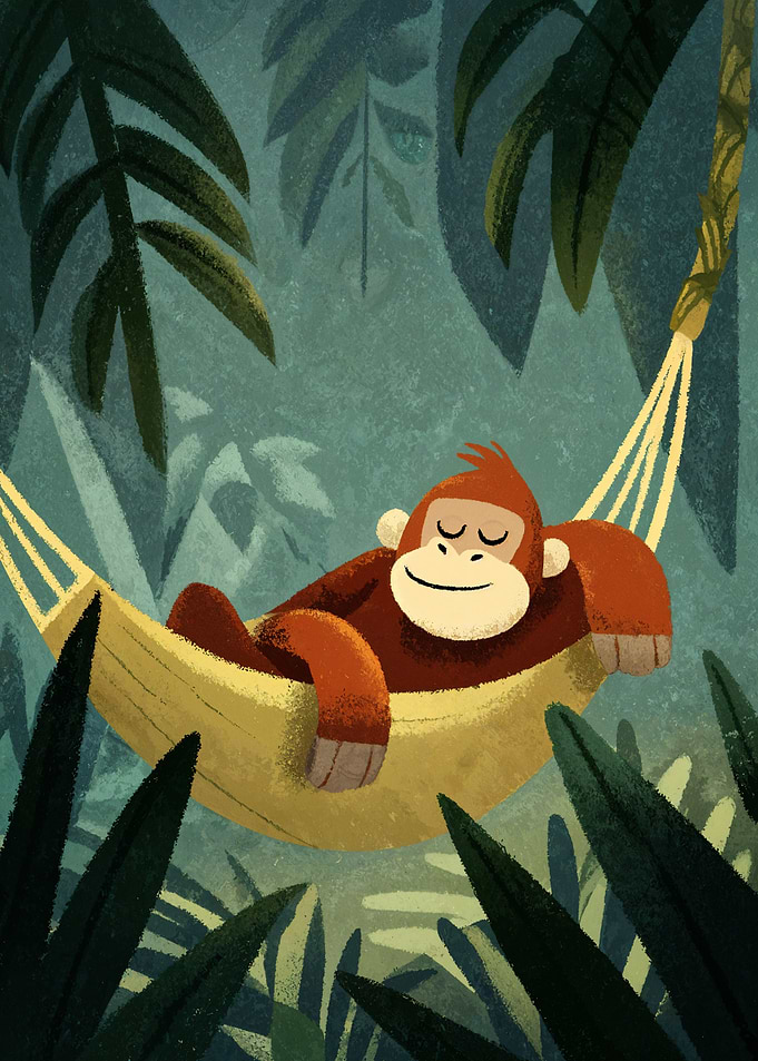 Monkey Relaxing in Hammock